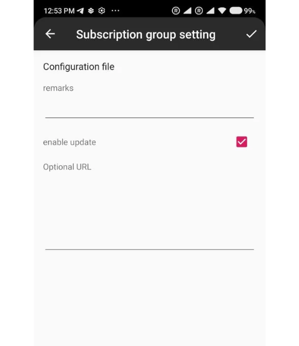 在可选的 URL 字段中输入订阅链接